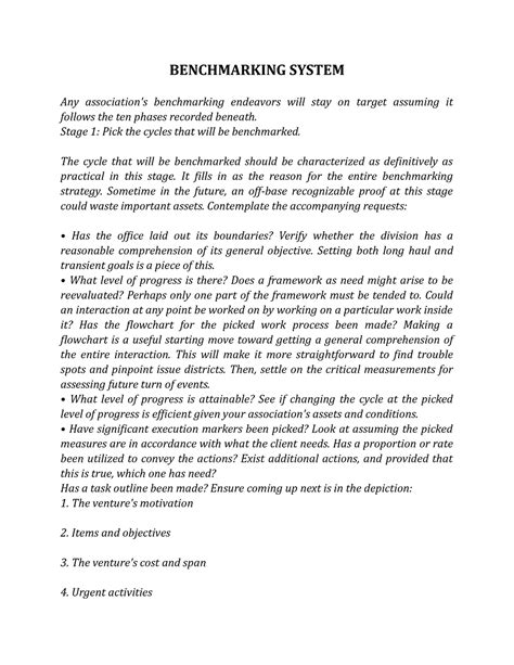 Benchmarking System - BENCHMARKING SYSTEM Any association's ...