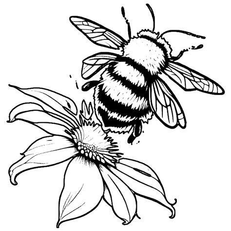 Bumblebee And Flower Coloring Page