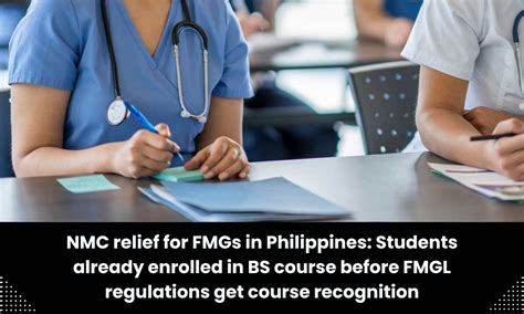 Relief to FMGs in Philippines, students already enrolled in BS course ...