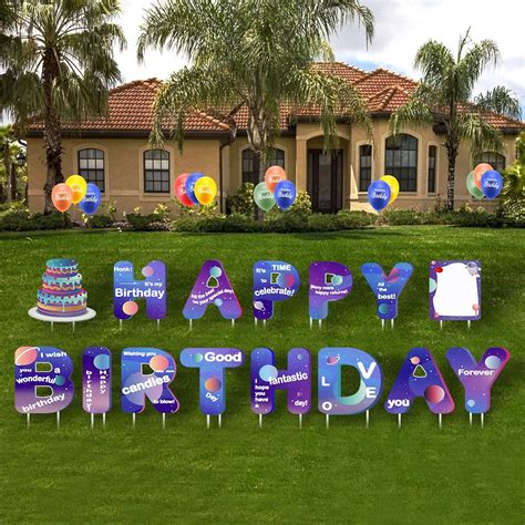 Buy Happy Birthday Yard Sign with Stakes - 15" Birthday Lawn Letters ...