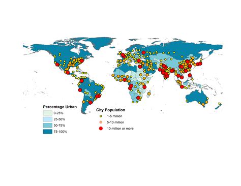 Map of the estimated total urban and rural population of each country in 2030 from the 2014 ...