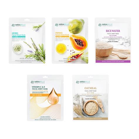 Buy Mirabelle Bright Skin Facial Sheet Mask (Pack of 5) - BCS Online at ...