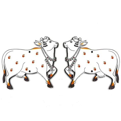 Buy Nitishi 4.2 inch MDF Pichwai Cow Design Cutouts Rangoli Wall ...
