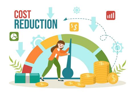 Cost Reduction Vector Illustration with Decrease, Price Minimising or Falling Rate of Profit in ...