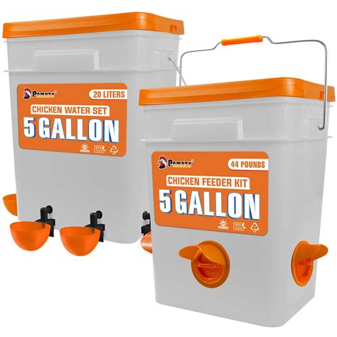 Snapklik.com : 5-Gallon/44 Pounds Automatic Chicken Feeder & Waterer Set
