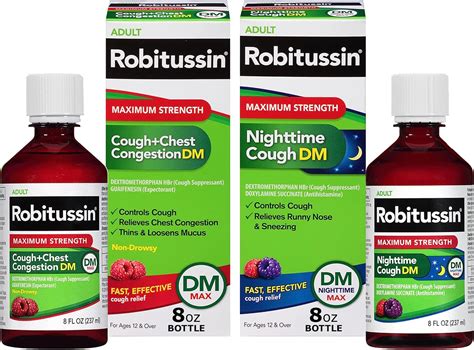 Amazon.com: Robitussin DM Max Cough Plus Chest Congestion and Robitussin Maximum Strength ...