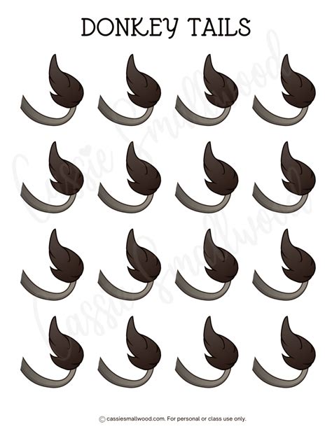 Printable Donkey Tails For Pin The Tail On The Donkey Game - Cassie ...