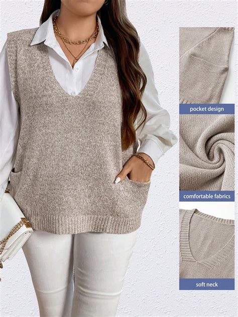 Celure Plus Size Sweater Vest, For Winter | SHEIN USA