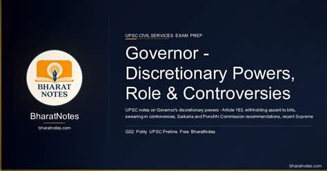 Governor — Discretionary Powers, Role & Controversies | Free UPSC Notes ...