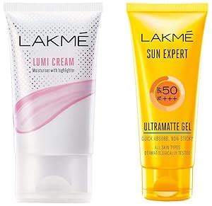 Lakme Sun Expert SPF 50 Gel, 100 g & Lakme Lumi Cream,Moisturizer with ...