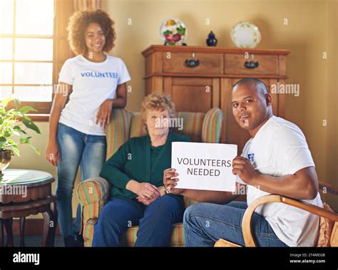 Volunteers needed. volunteer workers at a retirement home Stock Photo ...