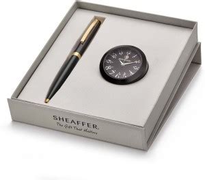 SHEAFFER GIFT SET 9471 SAGARIS BLACK GT BALL PEN AND BLACK TABLE CLOCK ...