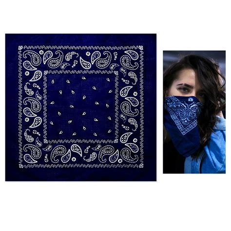 1 Navy Blue Paisley Bandana Scarf Face Head Cover Wrap Neck Gaiter 100% ...