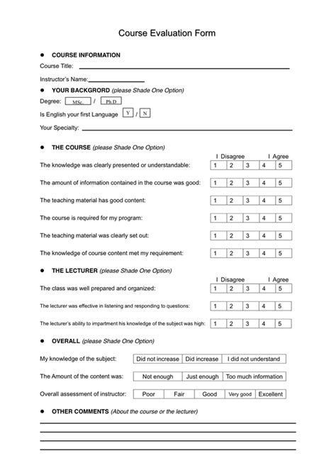 Image result for Course Evaluation Form Excel