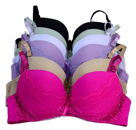 Women Bras 6 pack of Lightly Padded Demi Bra B cup C cup, Size 40C ...