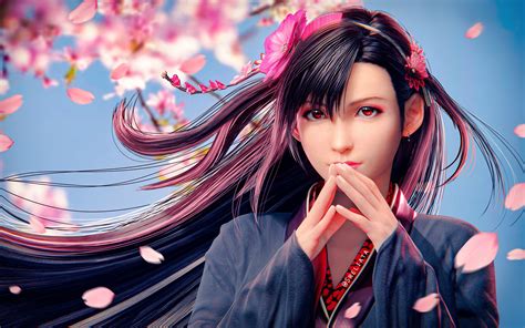 Download wallpaper Final Fantasy, Asian, long hair, flowers, red eyes ...