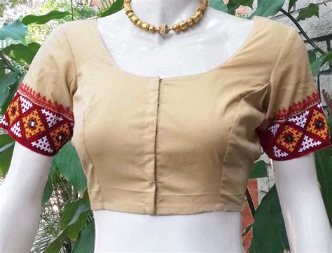 Cotton Blouse with Hand embroidery & Mirror work - size 38 – India1001.com