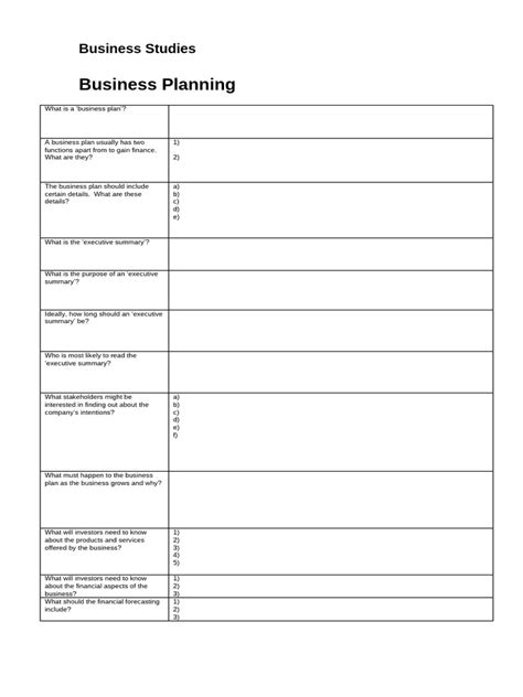 Operational Plan Business Worksheet 的图像结果