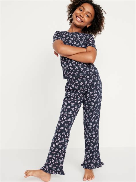 Printed Rib-Knit Pajama Set for Girls | Old Navy