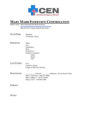 Fillable Online christianemergencynetwork Pre-Interview Information ...