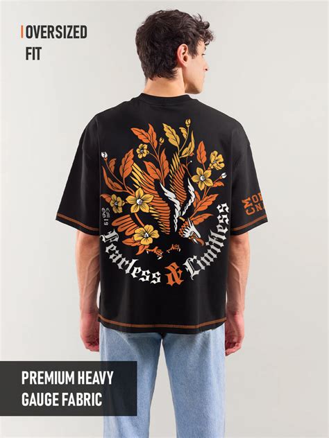 Fearless and Limitless Graphic Printed Oversized T-Shirt - Black ...