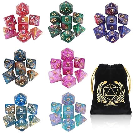 DND Dice Set, 7 x 7 Sets (49 Pieces) Glitter Polyhedral Dice for ...
