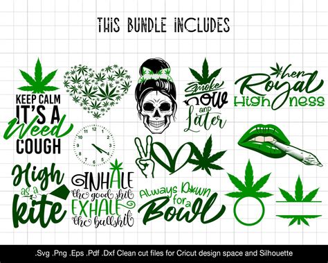 45 Weed Funny Sayings & Clip Arts SVG Bundle for Stoners, SVG, PNG, Cut ...