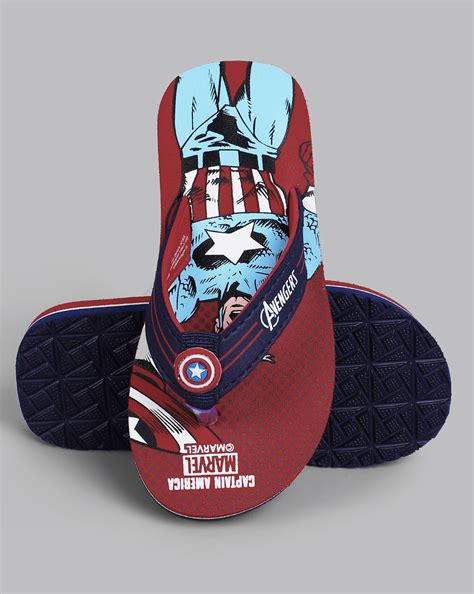Captain America Printed Red Flip-Flops For Kids Boys – Kidsville