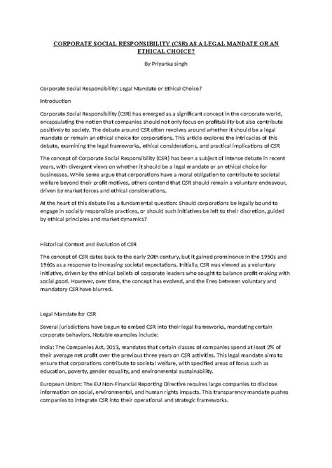 Corporate Social Responsibility(legal article ) - CORPORATE SOCIAL ...