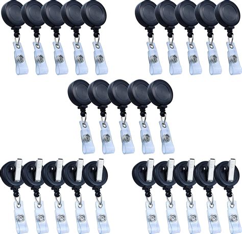 Amazon.com : Bestom 25 Pack Badge Reels Retractable Badge Holder with Clip, Id Clips for Badges ...