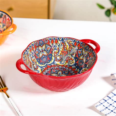 Mandala Melange Ceramic Serving Bowl Red 1500ml Online - Premium Bowls ...