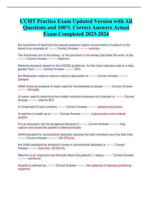 CCHT Practice Exam Updated Version with All Questions and 100% Correct ...