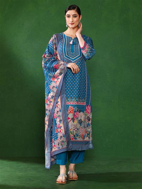 Floral Embroidered A-Line Kurta & Trousers Sets - Jaipur Kurti