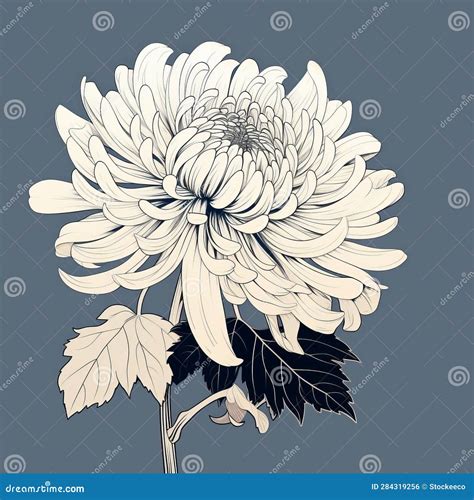 Minimalistic Chrysanthemum Flower Drawing - Aubrey Beardsley Style ...