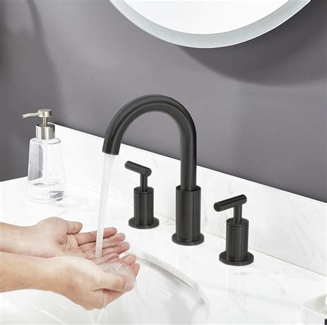 Buy Comllen Matte Black Widespread Bathroom Faucet 3 Hole, Two Handle ...