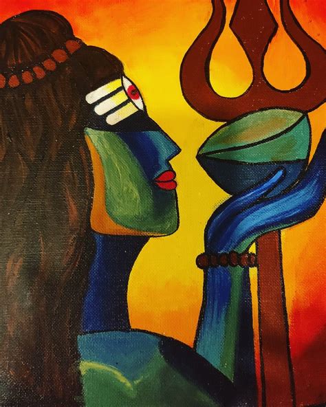 Abstract Paintings Of Lord Shiva - painting of lord shiva