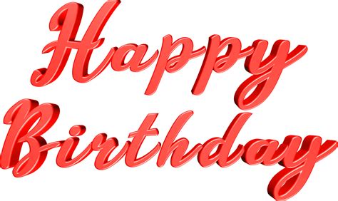 Happy Birthday 3D Render Red Text 18134223 PNG