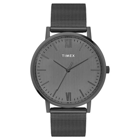 Timex Fashion Men's Grey Dial Black Stainless Steel Strap Watch