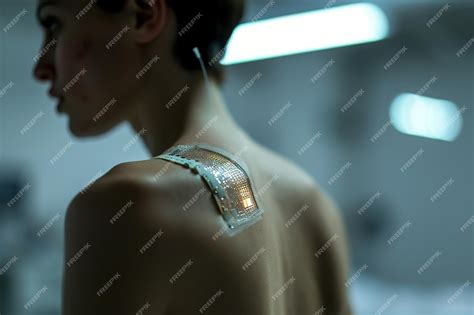 Premium Photo | Woman with futuristic nanotech chip implant on shoulder ...