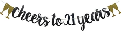 Wiok 21 Years Banner, Pre-Strung, Black Glitter Party India | Ubuy