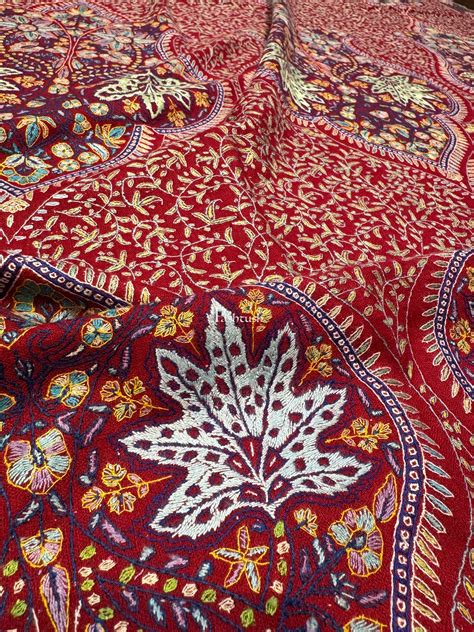 Pashtush Pashmina Shawl , Hand Embroidered Multicoloured Jama Jaal, Ha ...