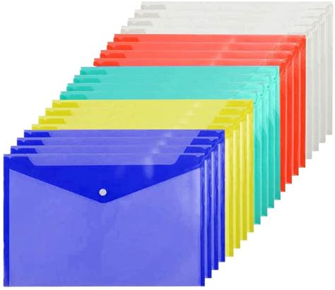 Buy XSJ Poly Envelope Folder A4 with Snap Button Closure, 20 Packs ...