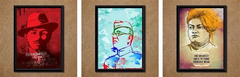 Legendary Bhagat Singh & Netaji Bose & Swami Vivekananda Wall Poster ...