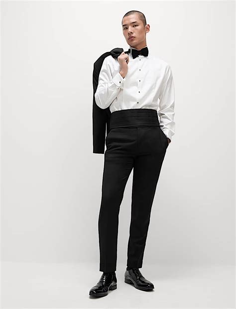 Buy Slim Fit Stretch Tuxedo Trousers at Marks & Spencer