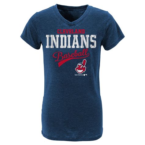 MLB Girls' V-Neck Graphic T-Shirt - Cleveland Indians