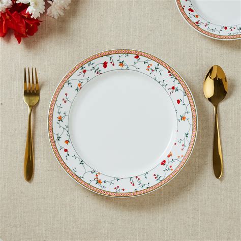 Buy Lucas Floret White Floral Printed Bone China Dinner Plate - 26.7cm ...