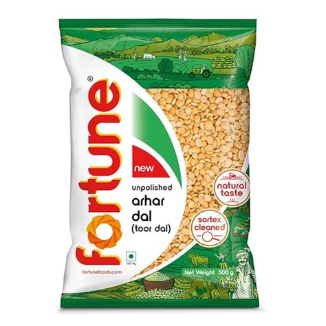 Fortune Arhar Dal (Toor Dal), 500 gm, Unpolished and Sortex cleaned ...