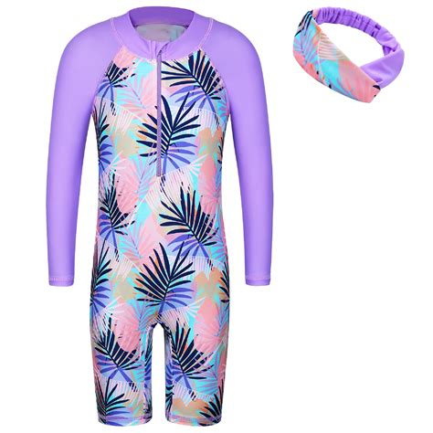 BAOHULU Girls Long Sleeve Swimsuit UPF 50+ Swimwear Athletic Rash Guard ...