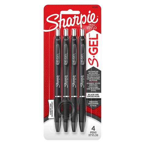 Sharpie S-Gel, Gel Pens, Medium Point (0.7mm), Black Ink Gel Pen, 4 ...