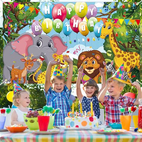 Buy Birthday Jungle Party Decorations Backdrop - Animal Jungle Theme ...